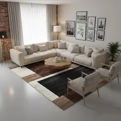 GENERICO - ALFOMBRA PARA LIVING 160X200 DISEÑO GEOMETRICO CAFE MODERNA ELEGANTE WYM Z28