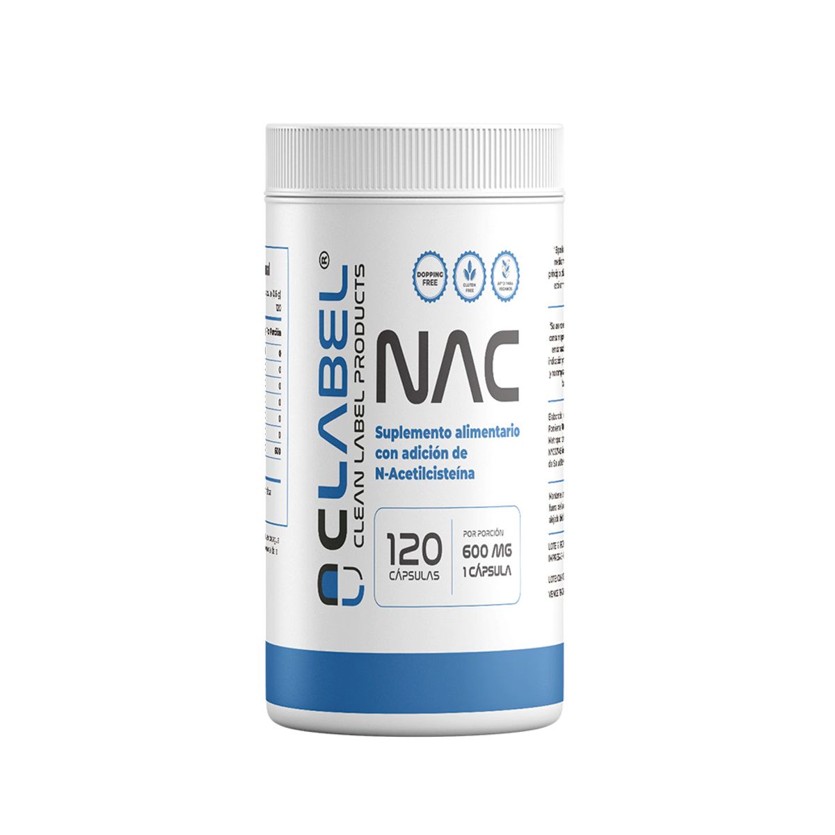 GENERICO - NAC N-Acetilcisteina 600mg 120 Cápsulas Clean Label