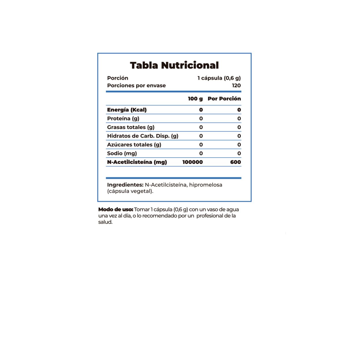 GENERICO - NAC N-Acetilcisteina 600mg 120 Cápsulas Clean Label