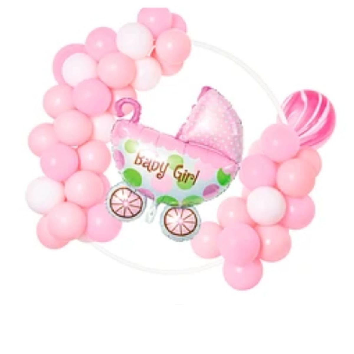 GENERICO - Arco organico de globos de latex Baby Girl rosa 55pcs