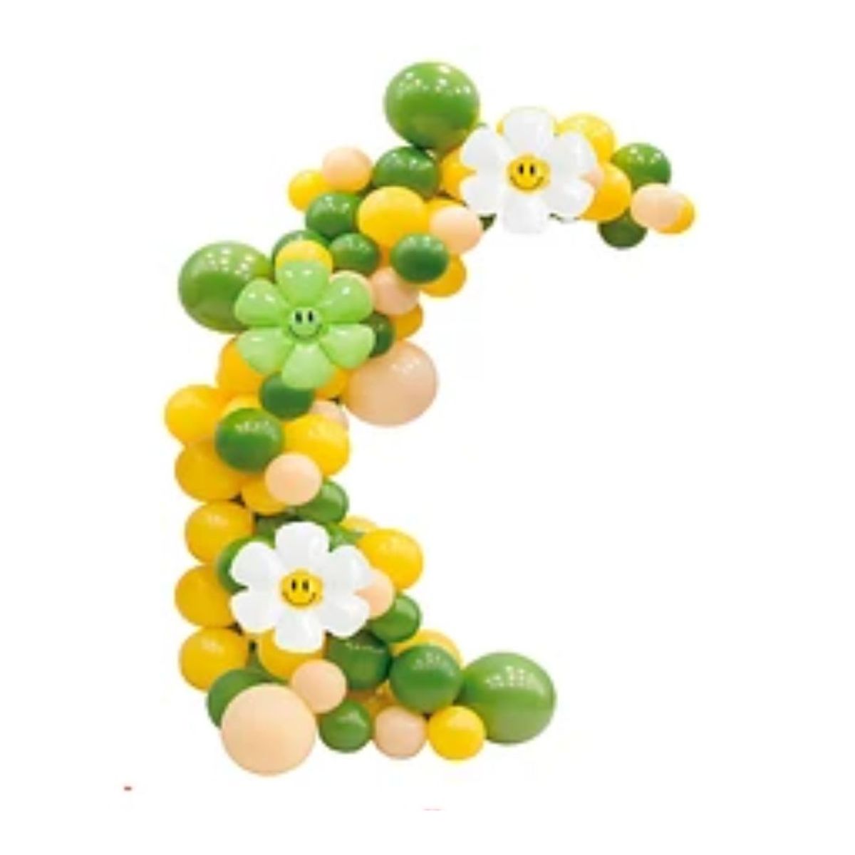 GENERICO - Arco de globos orgánico verde con flores 82pcs