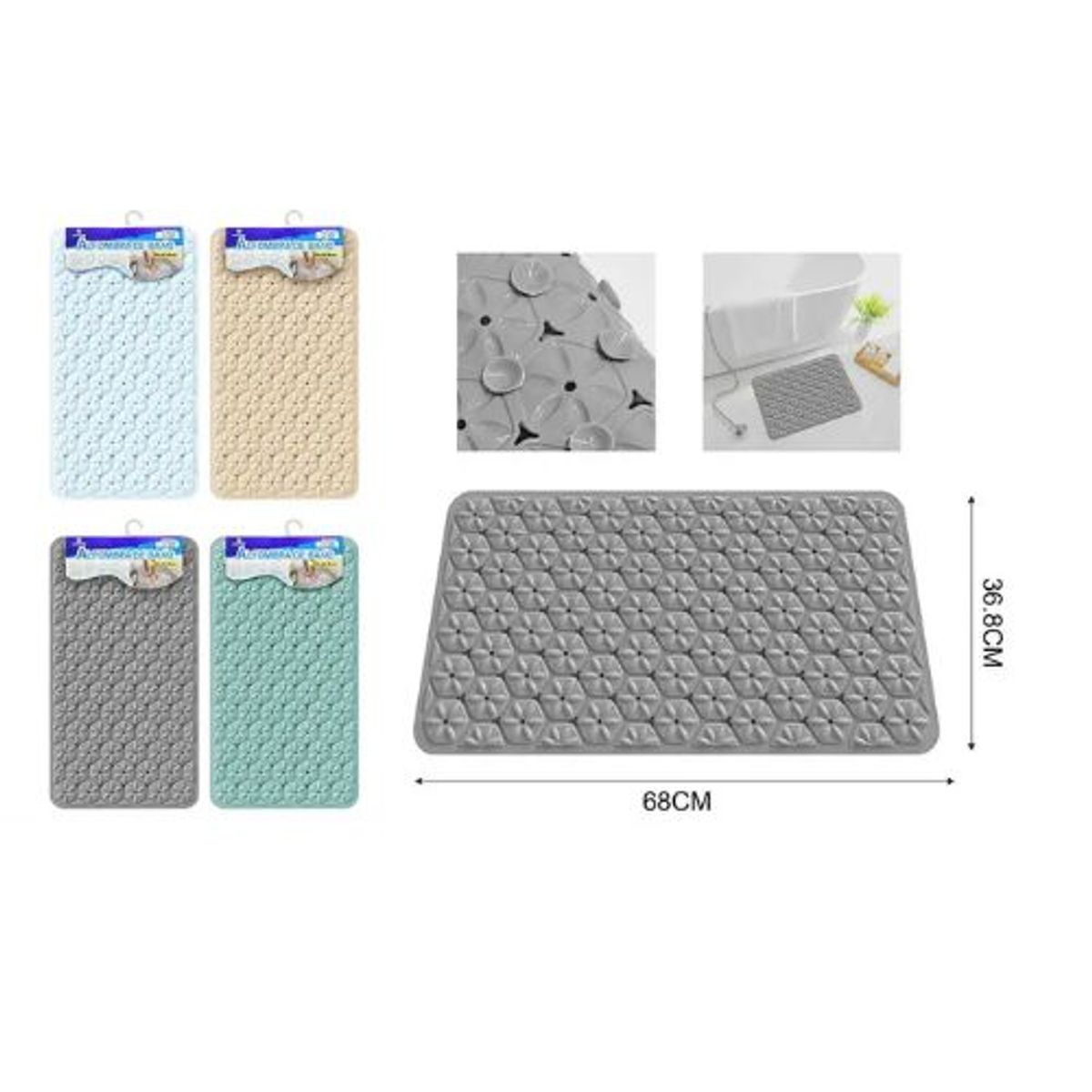 GENERICO - ALFOMBRA ANTIDESLIZANTE PARA DUCHA 68X36.8CM