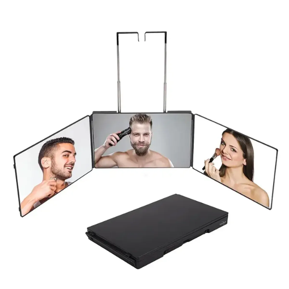GENERICO - Espejo Triple Corte Pelo 360 Portatil Con Ganchos Ajustable