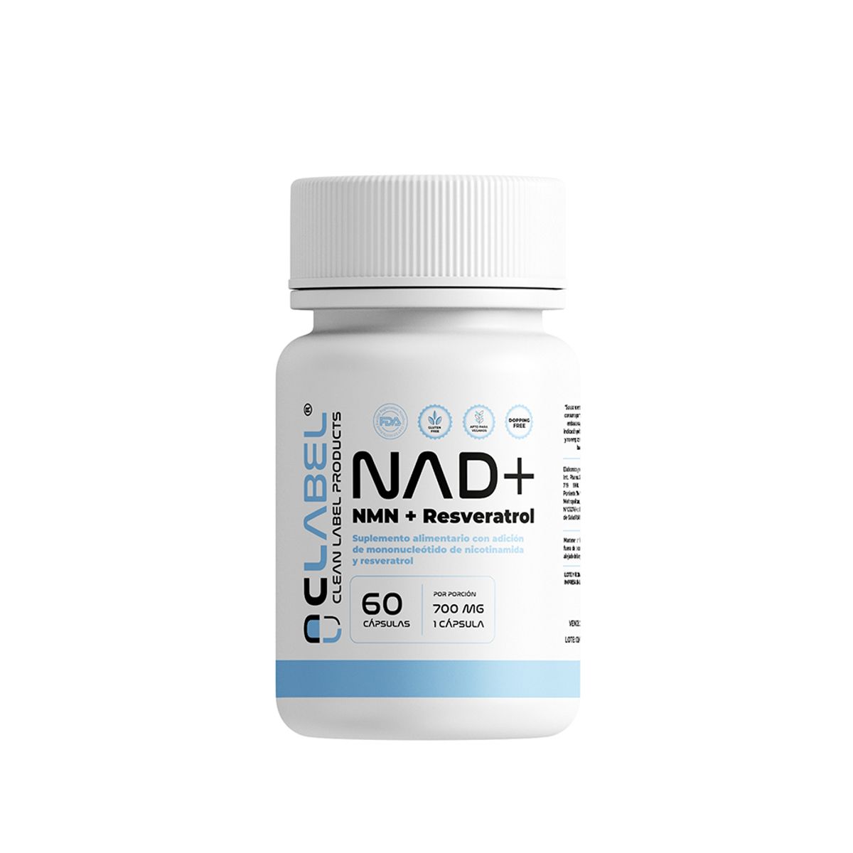 GENERICO - NAD+ Antioxidante (NMN+Resveratrol) 60 Cápsulas Clean Label