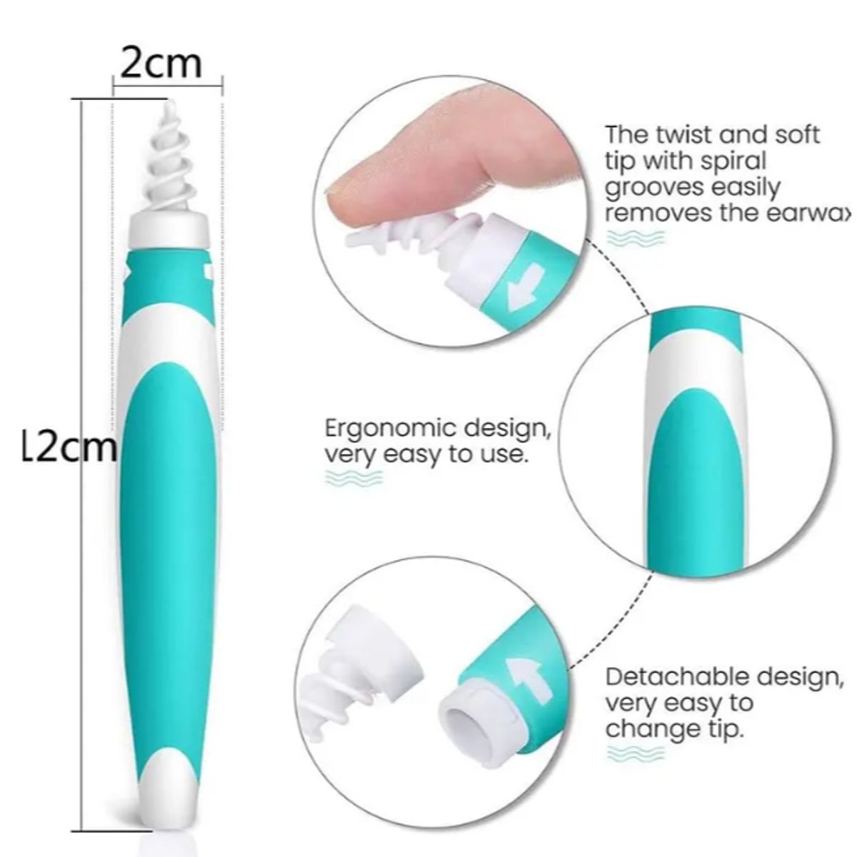 GENERICO - Kit Limpieza Oidos 16 Puntas Silicona Suave Seguro Reutilizable