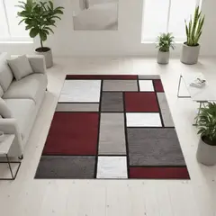 GENERICO - ALFOMBRA PARA LIVING 200X240 DISEÑO CUADRO BURDEO MODERNA ELEGANTE WYM Z4