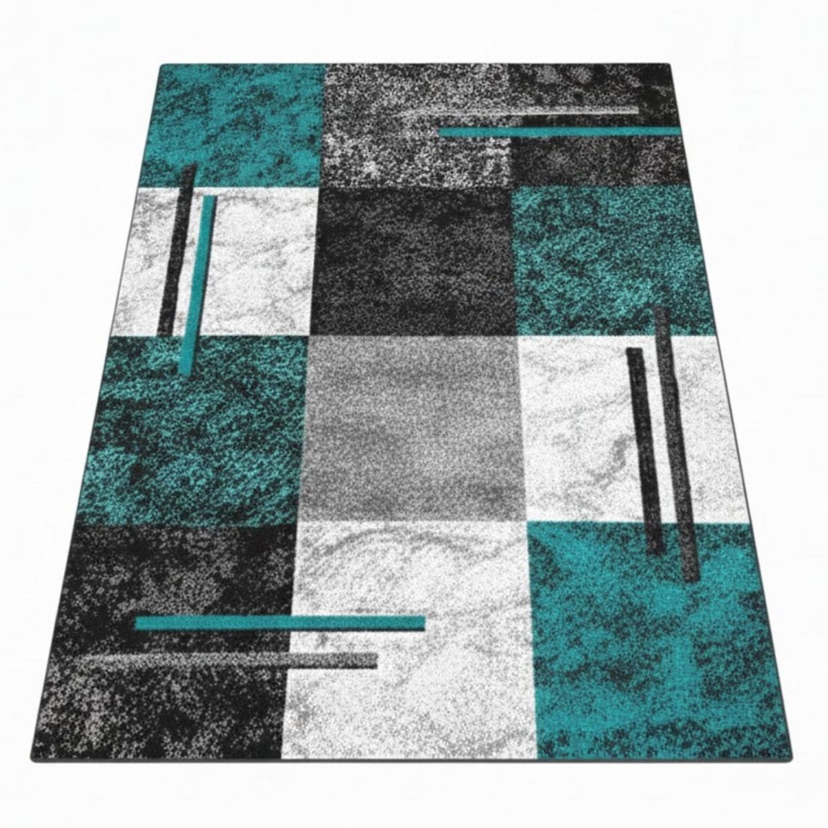 GENERICO - ALFOMBRA PARA LIVING 200X240 DISEÑO CUADRO TURQUESA  MODERNA ELEGANTE WYM Z4