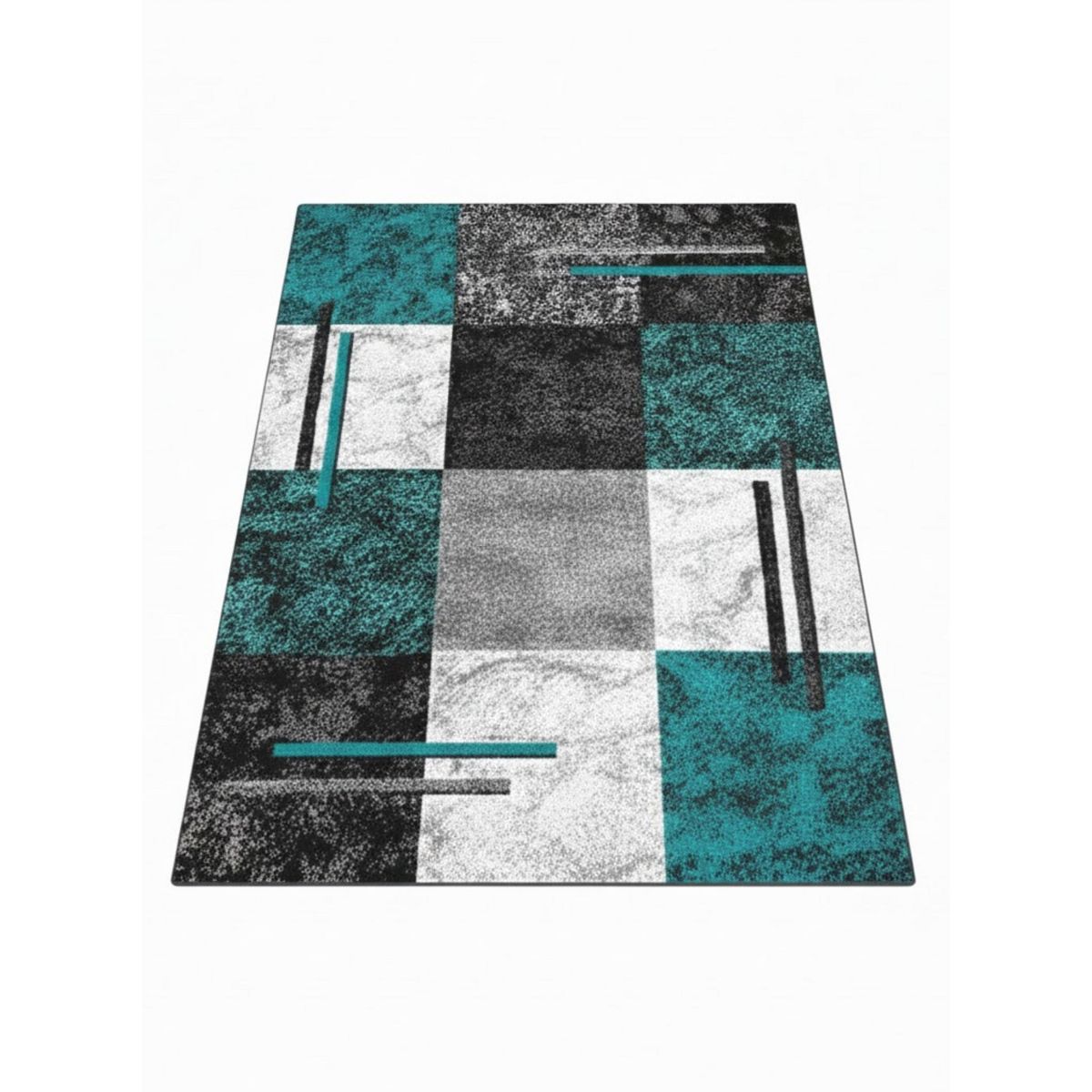 GENERICO - ALFOMBRA PARA LIVING 200X240 DISEÑO CUADRO TURQUESA  MODERNA ELEGANTE WYM Z4