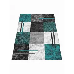GENERICO - ALFOMBRA PARA LIVING 200X240 DISEÑO CUADRO TURQUESA MODERNA ELEGANTE WYM Z4