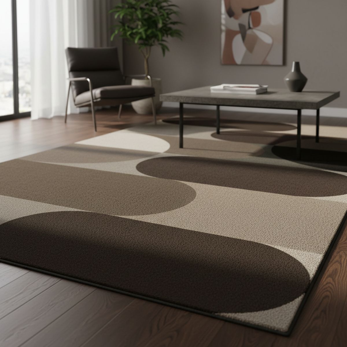 GENERICO - ALFOMBRA   PARA LIVING 200X240 DISEÑO GEOMETRICO OVALOS  MODERNA ELEGANTE WYM Z45