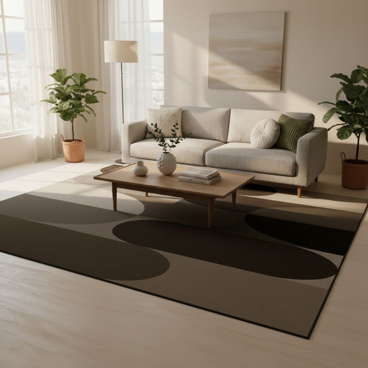 GENERICO - ALFOMBRA   PARA LIVING 200X240 DISEÑO GEOMETRICO OVALOS  MODERNA ELEGANTE WYM Z45