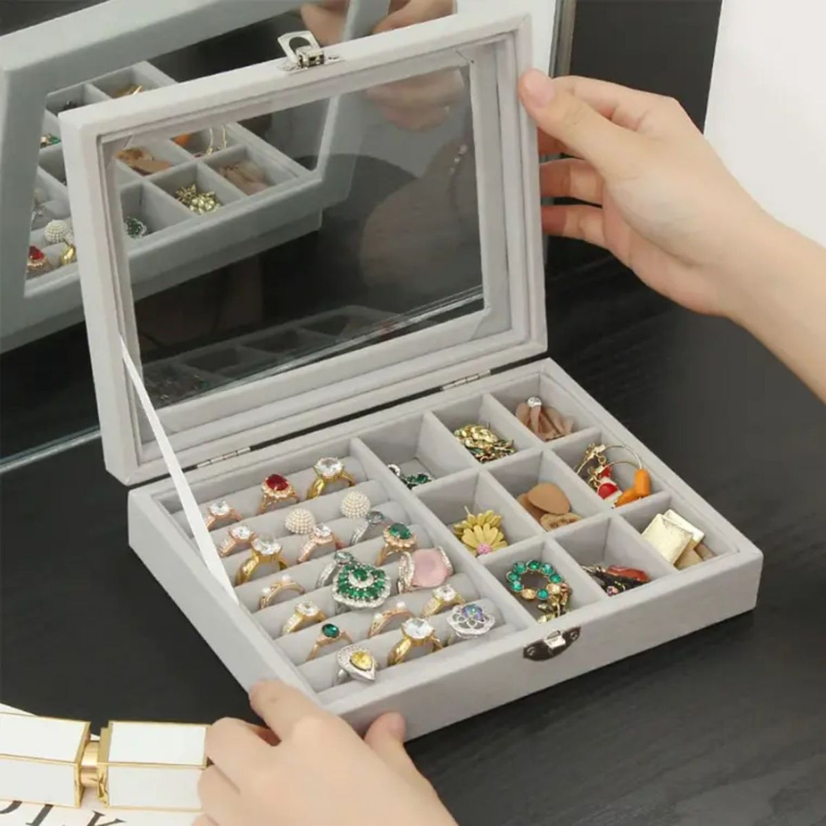 GENERICO - Joyero Organizador De Plush Portatil Multiusos Gris