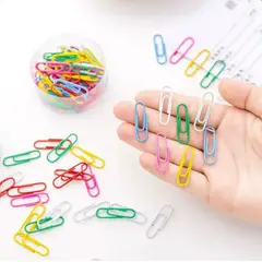 GENERICO - 50 Clips Metálicos De Colores Variados 28 Mm Caja Plástica