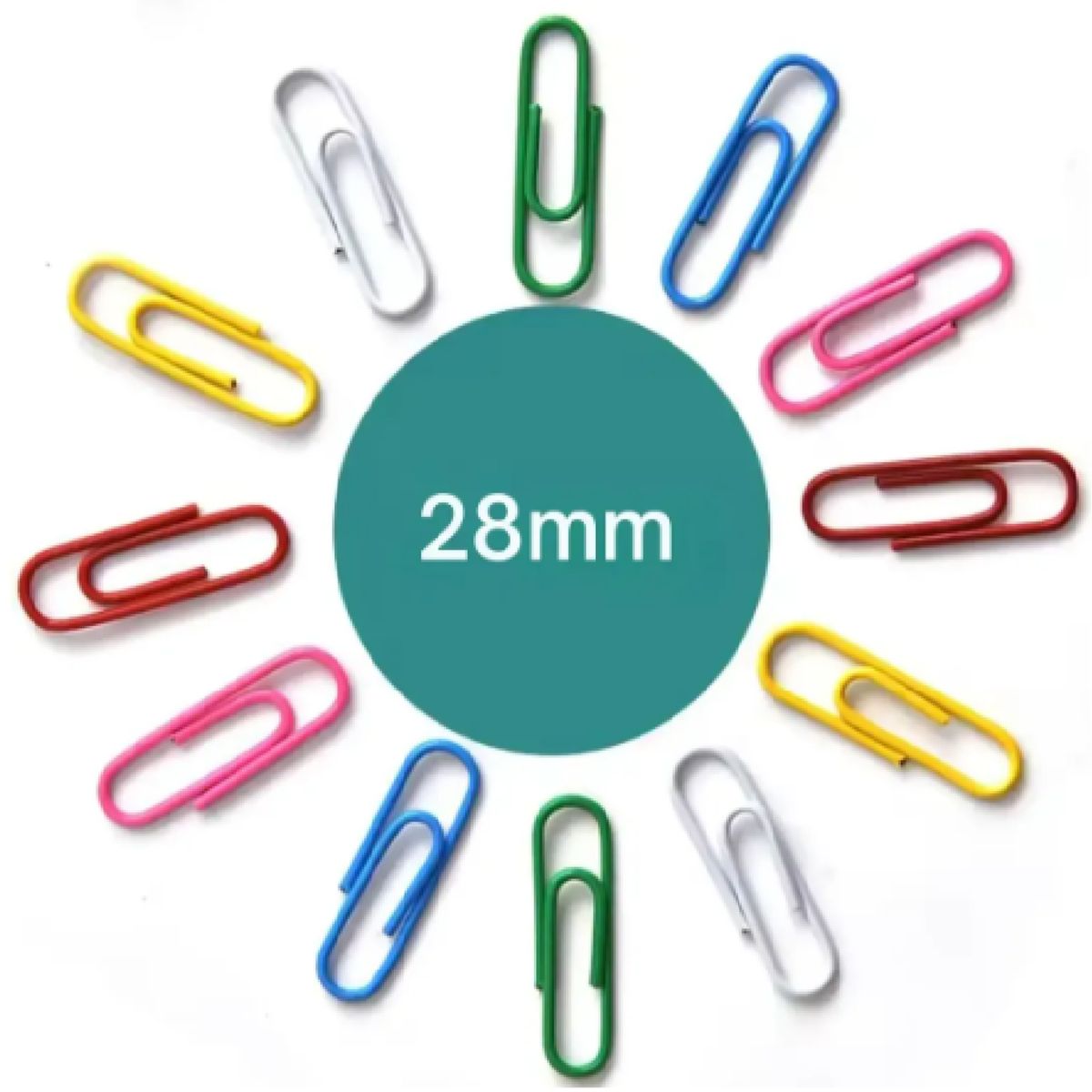 GENERICO - 50 Clips Metálicos De Colores Variados 28 Mm Caja Plástica
