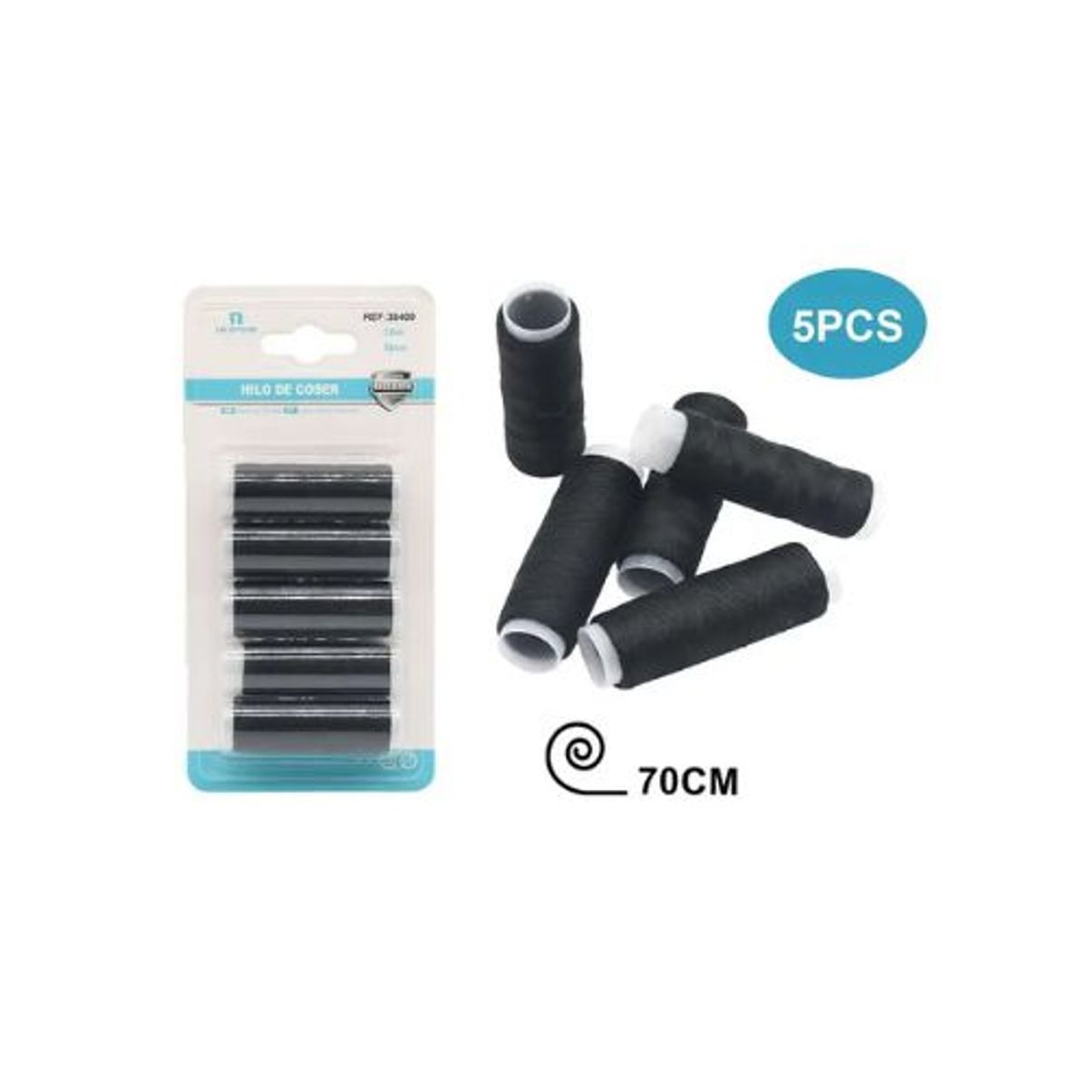 GENERICO - HILO DE COSER 70CM 5PCS NEGRO