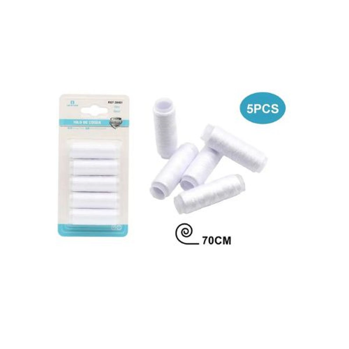 GENERICO - HILO DE COSER 70CM 5PCS BLANCO