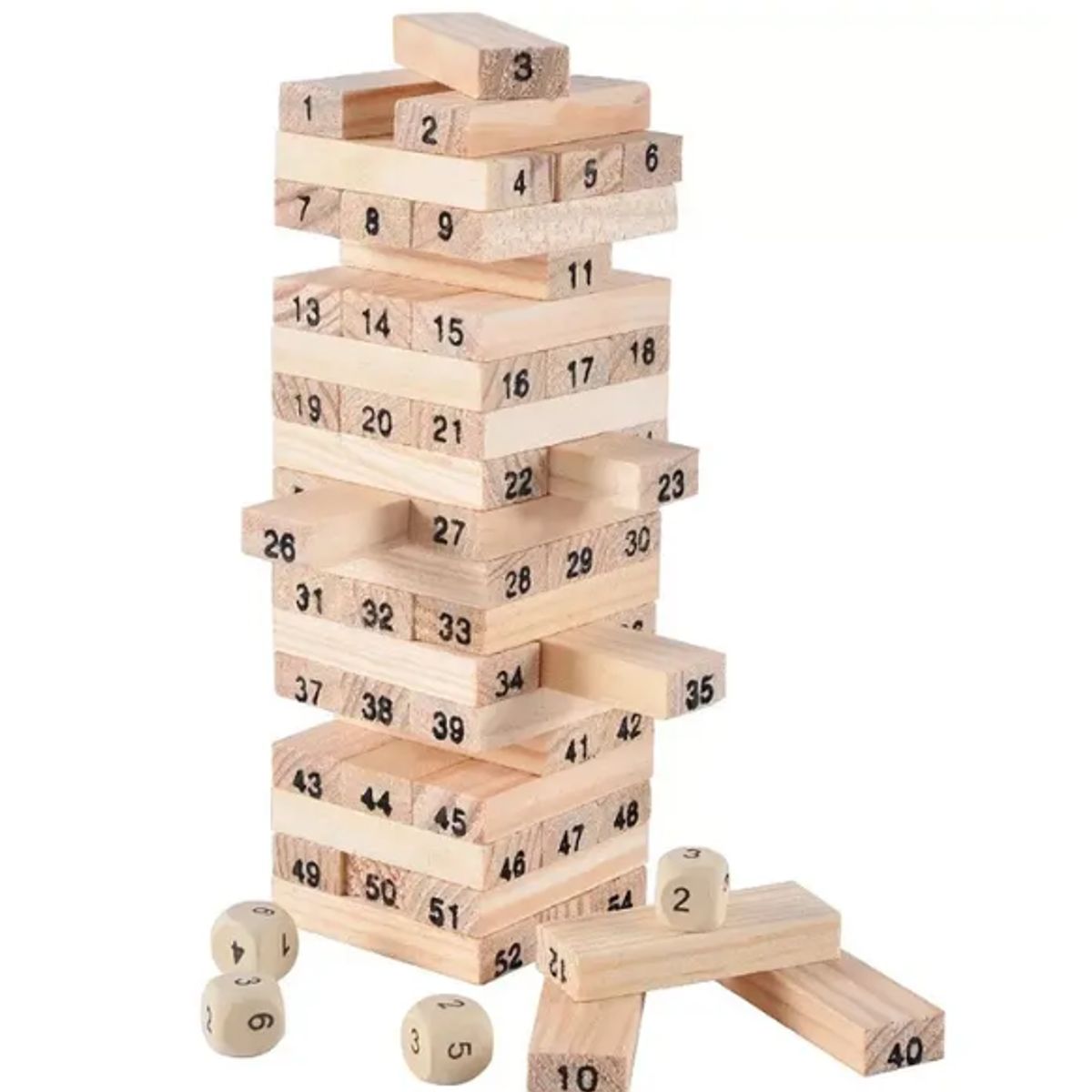 GENERICO - Juego Torre Madera 54 Piezas Bloques Equilibrio Familiar