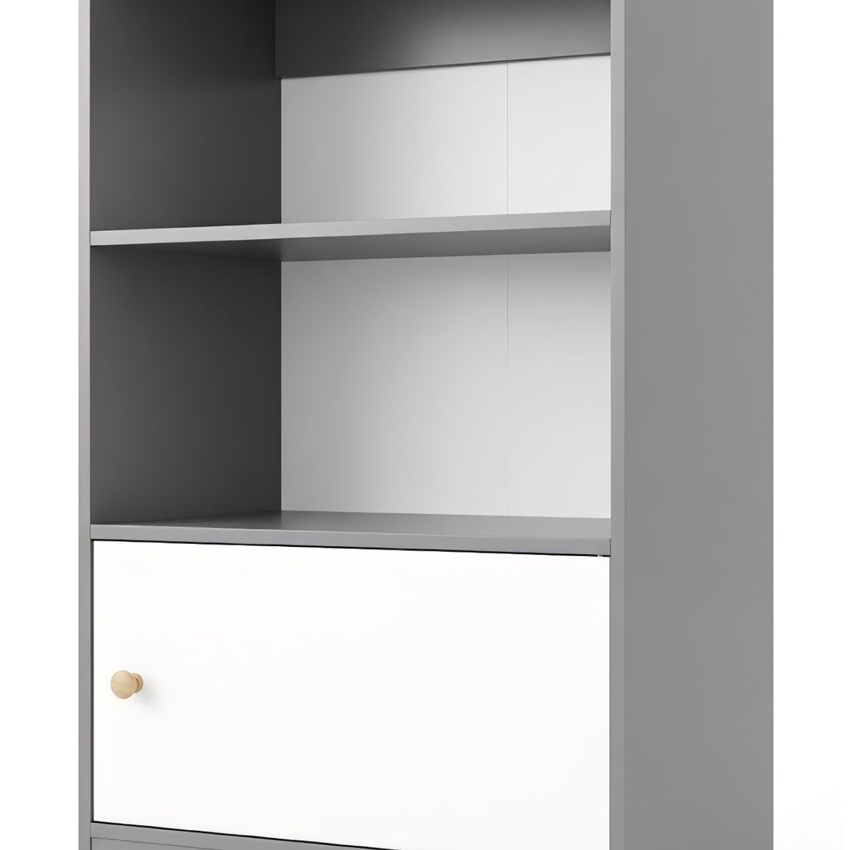 GENERICO - Velador Alto Nórdico Gris 2 Repisas Y 1 Puerta 50x30x81cm