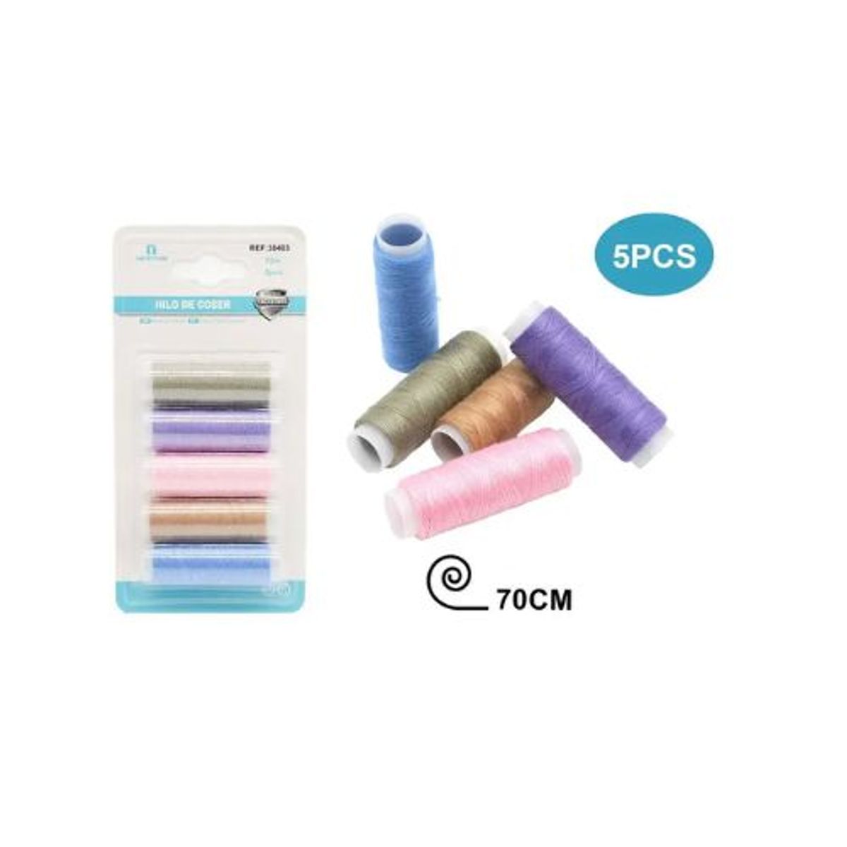 GENERICO - HILO DE COSER 70CM 5PCS COLOR SURTIDO