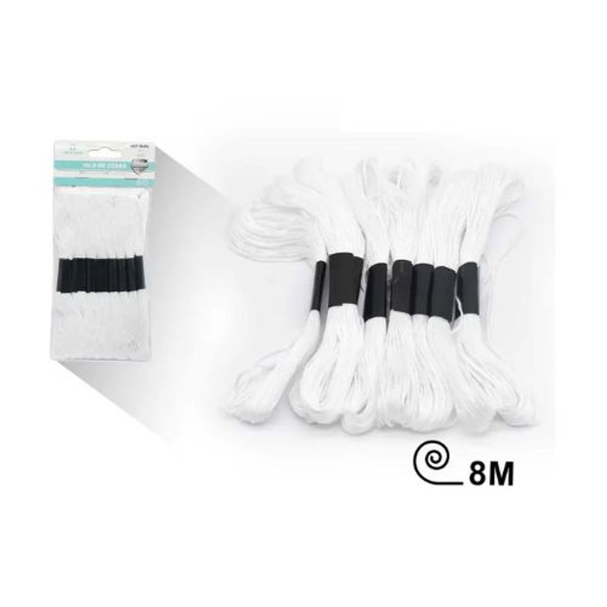 GENERICO - HILO DE BORDAR 8M COLOR BLANCO 8PCS