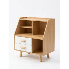 GENERICO - Velador De Madera Multifuncional Con 2 Cajones Y Nichos Abiertos 50x30x61cm