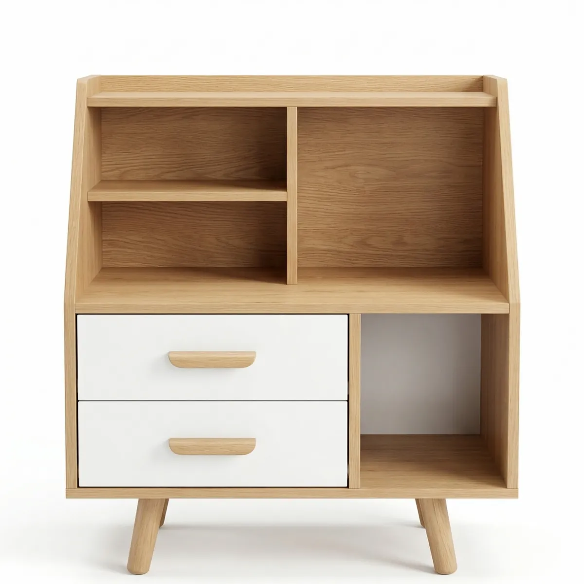 GENERICO - Velador De Madera Multifuncional Con 2 Cajones Y Nichos Abiertos 50x30x61cm