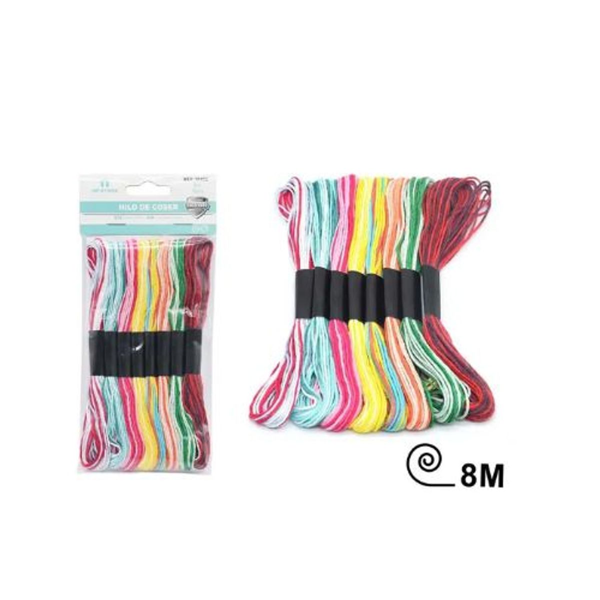 GENERICO - HILO DE BORDAR 8M COLOR SURTIDO 8PCS