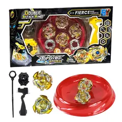 GENERICO - Box Bley Blade, 2 Trompos,2 carcasas, 2 lanzadores y bey Mini estadio.