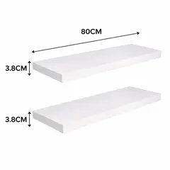 GENERICO - Repisa Flotante Doble Moderna Madera 80Cm Pared Hogar Diseno