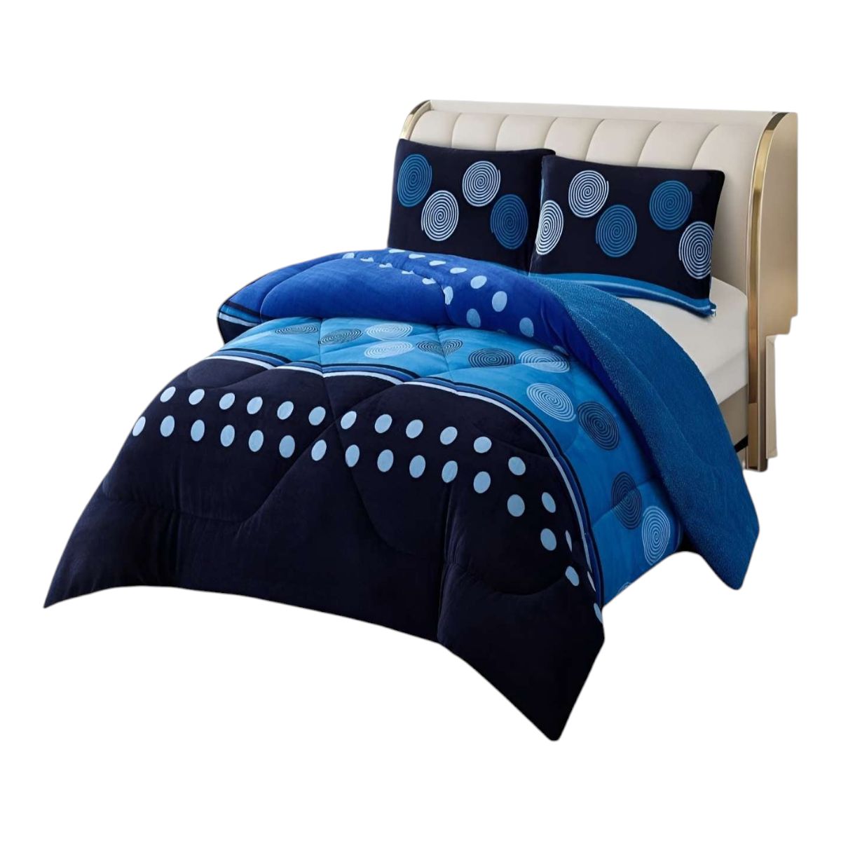 GENERICO - Cubrecama Plush Con Chiporro  De Invierno 1.5 Plaza Infantil Diseño De Circulos