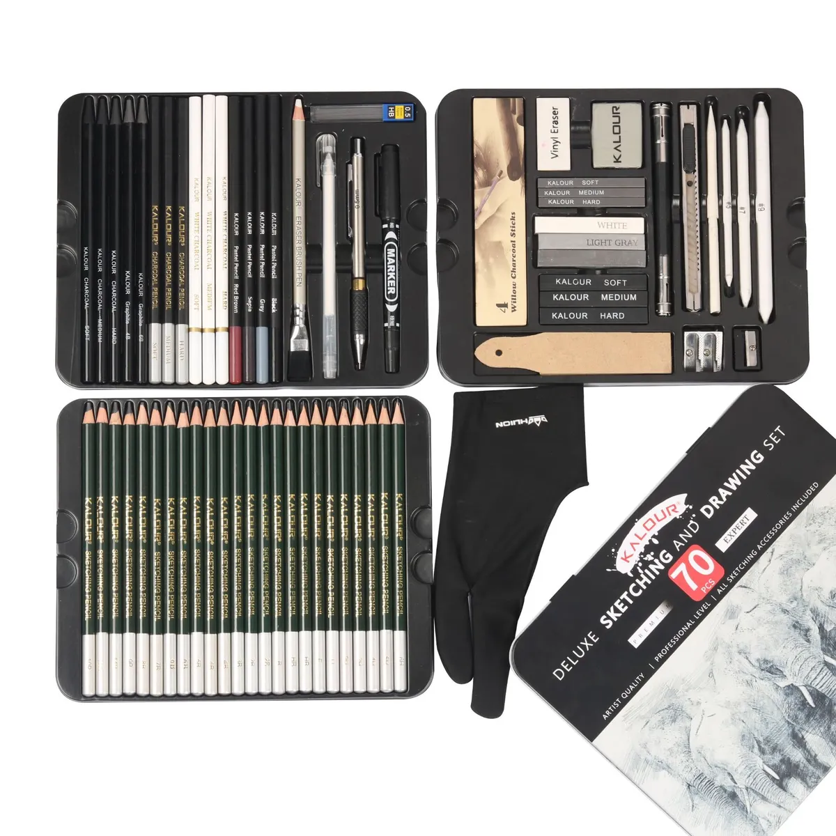 GENERICO - Set De Dibujo Profesional Con 70 Accesorios Caja De Metal