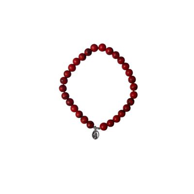 Imagen 2 del producto Pulsera protección elasticada de piedra natural y plata con dije de virgen milagrosa