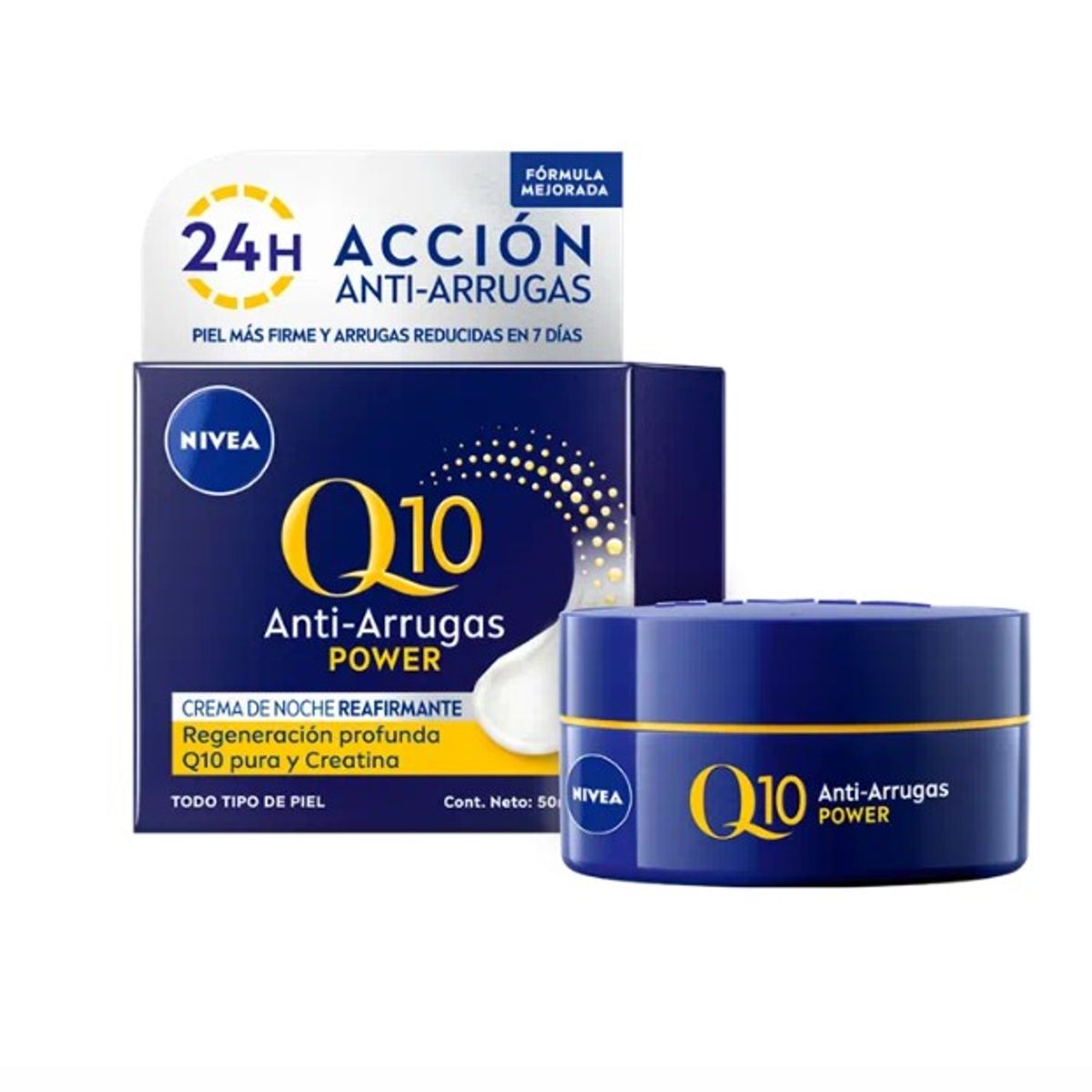 NIVEA - Crema Facial de Noche Q10 Antiarrugas Reafirmante Power 50ml Nivea