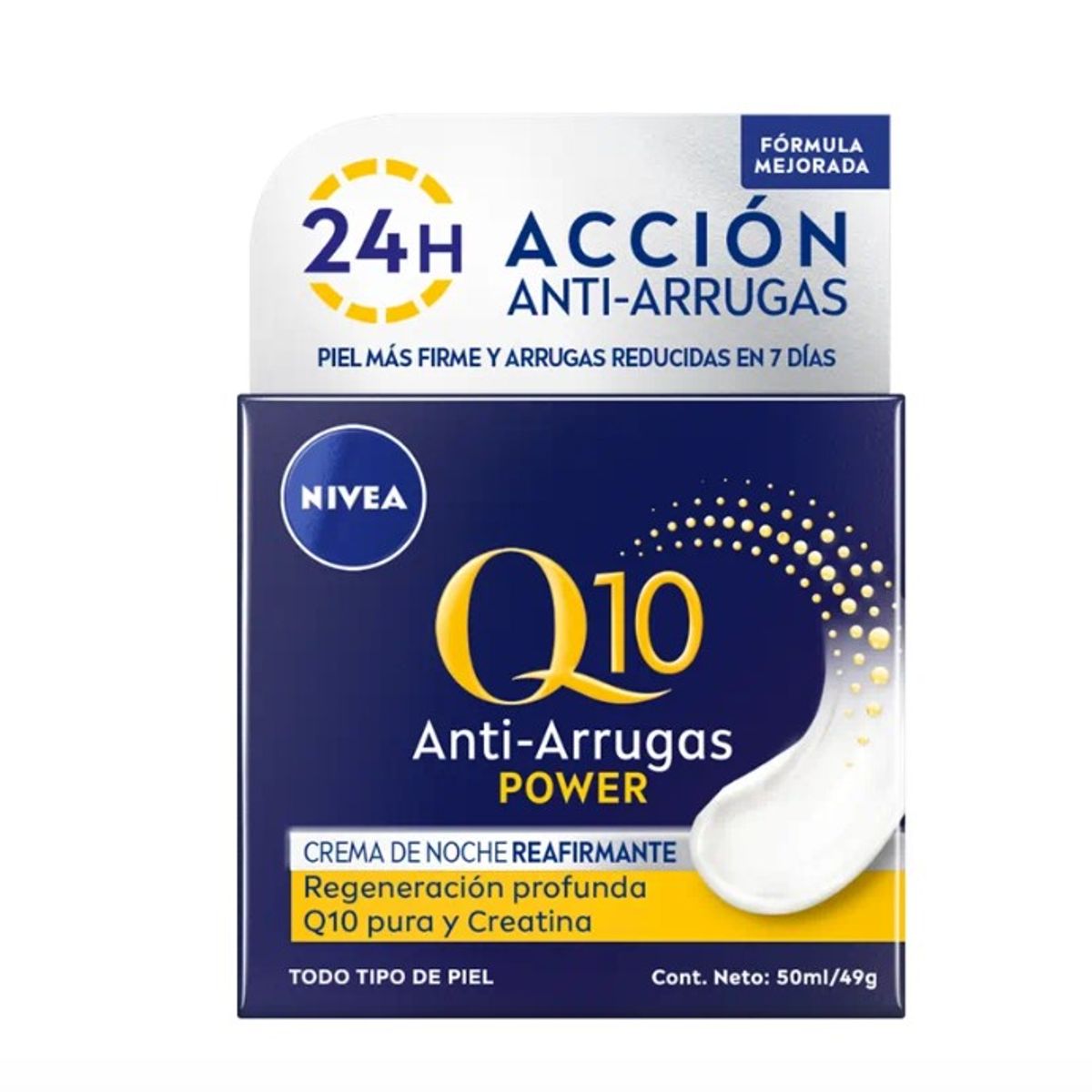 NIVEA - Crema Facial de Noche Q10 Antiarrugas Reafirmante Power 50ml Nivea