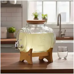 GENERICO - Dispensador Cerveza 3 Litros Soporte Bambu Frasco Bebidas Ho Transparente/bambu
