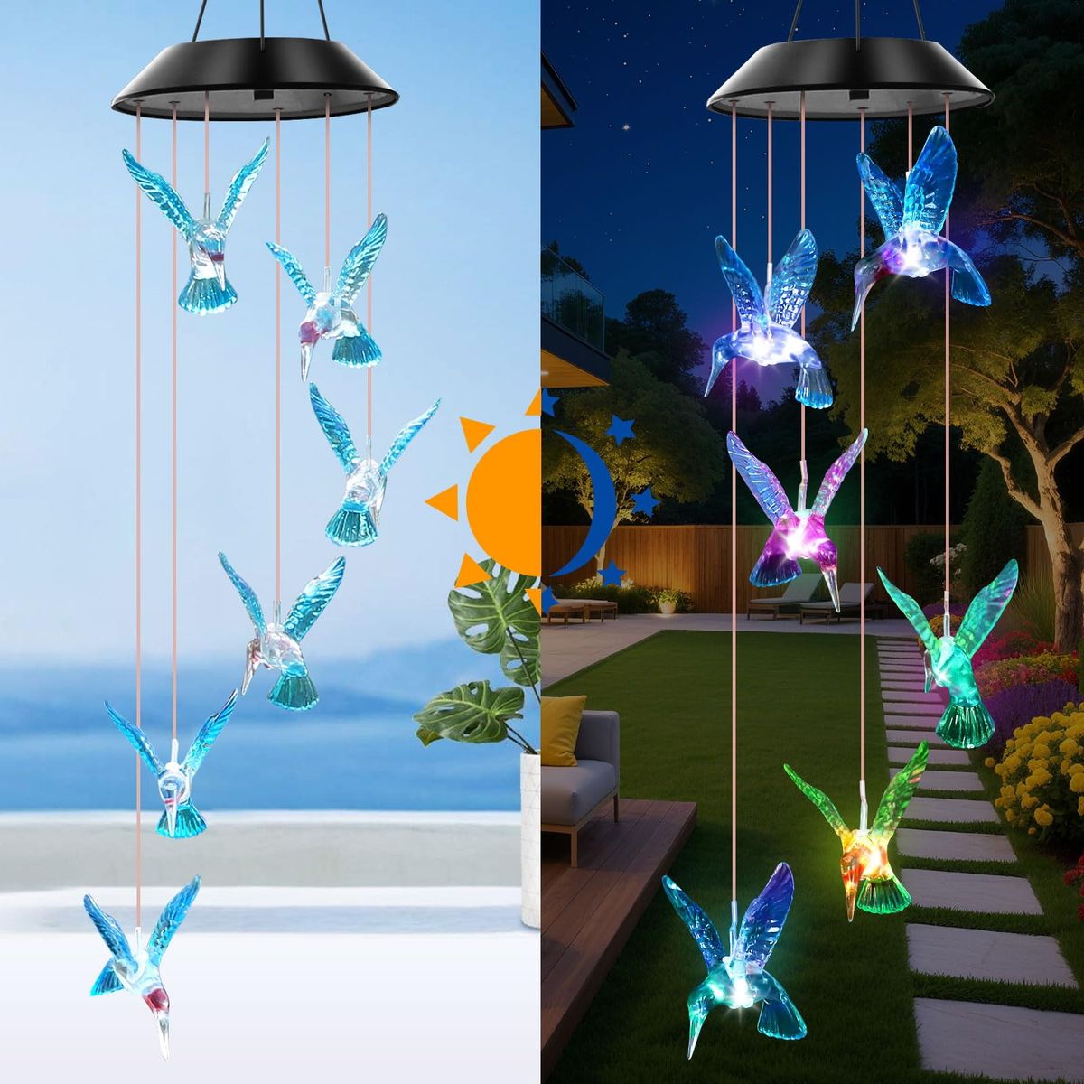 GENERICO - Lampara LED Solar Colgante Para Jardin Terraza Colibrí Col Para Decoración
