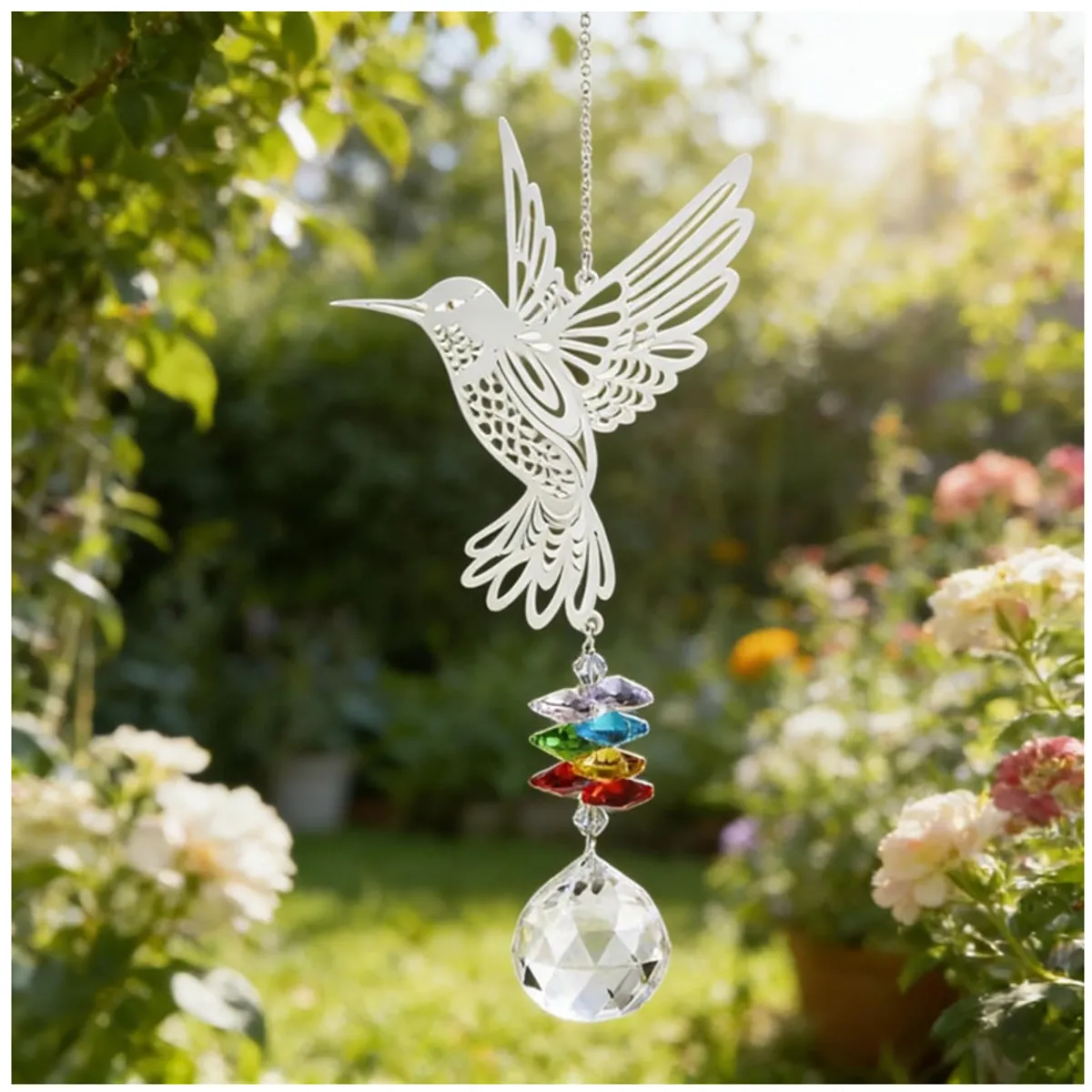 KUANGYE - Atrapasol Colibrí Prismas Colores + Bolsa Árbol De La Vida