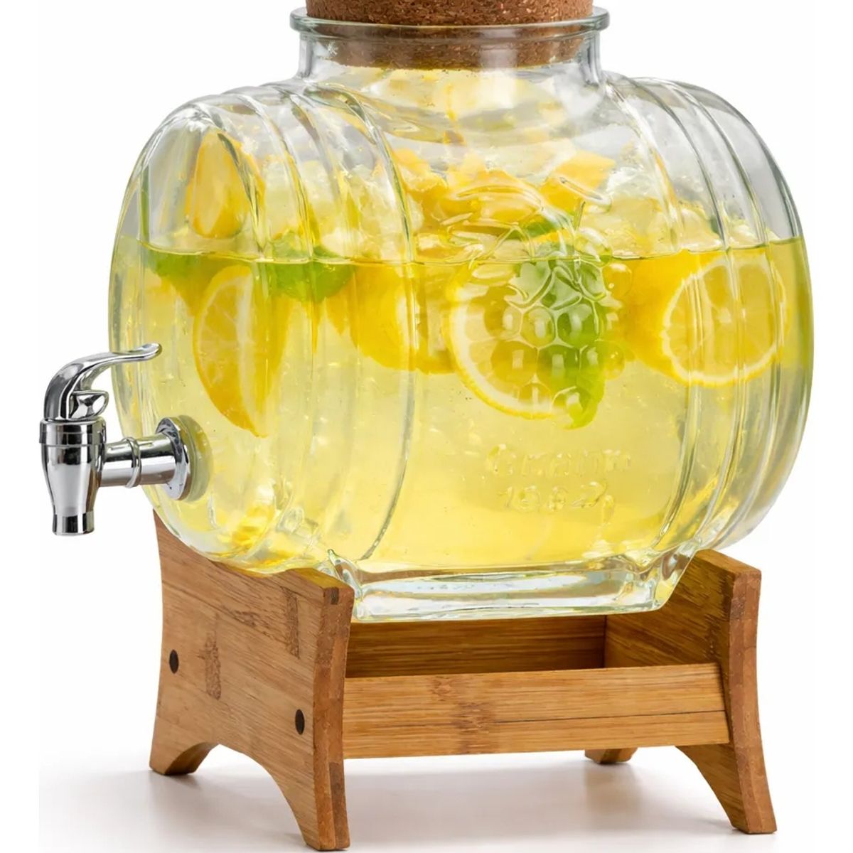 GENERICO - x3 Dispensador Jugo Bebidas Vidrio Bambu Hogar Elegante 3.5lit