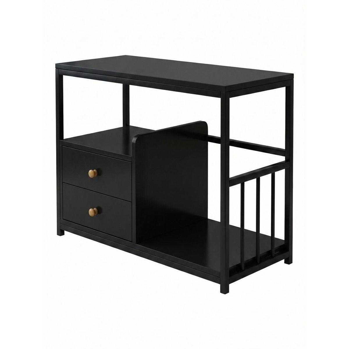 GENERICO - Mesa Auxiliar De Hierro Industrial 2 Cajones Y Repisas 70x38x68ccm Madera Metal