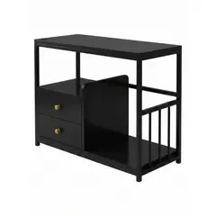 GENERICO - Mesa Auxiliar De Hierro Industrial 2 Cajones Y Repisas 70x38x68ccm Madera Metal