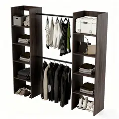 WUWAWDOGA - Armario Closet 4 Niveles Moderno Recamara Organizacion 180x160x40cm Negro