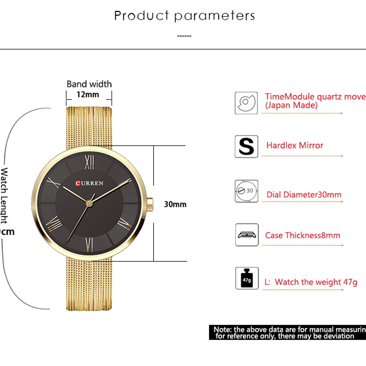 CURREN - Reloj Curren Mujer - Dorado