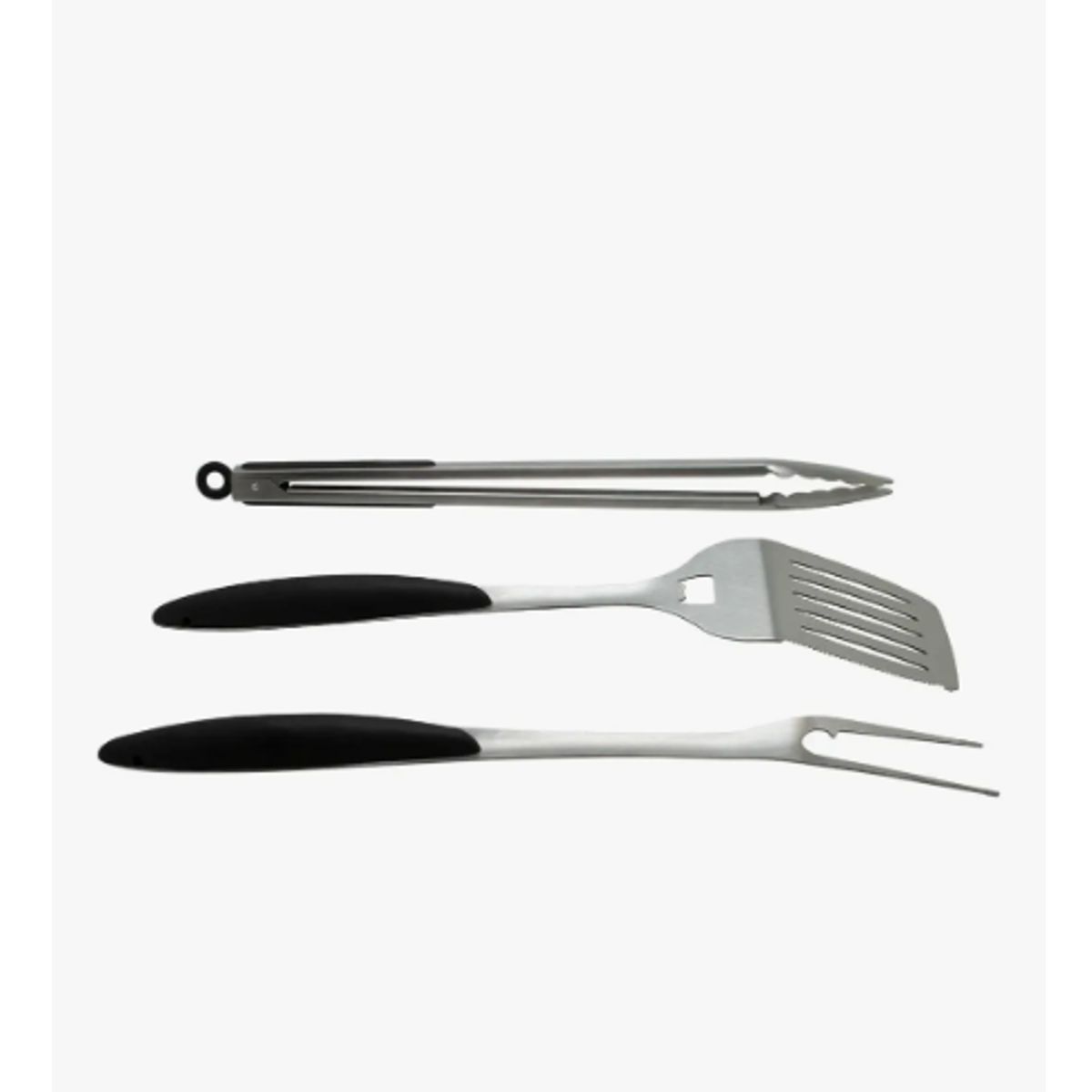 GENERICO - Set Parrillero de Acero Inoxidable Black Bull 3 Piezas Espátula Pinza Tenedor