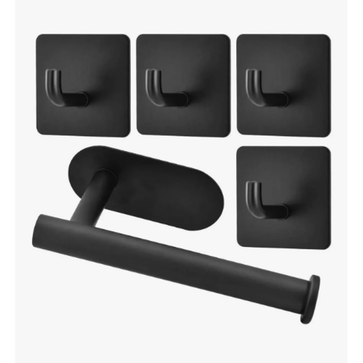 GENERICO - Porta Papel Higienico 304 Inoxidable Negro 4 Gancho De Ropa