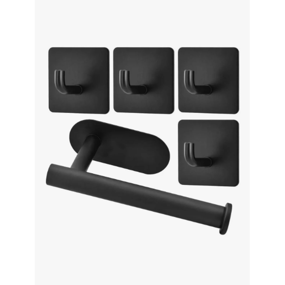 GENERICO - Porta Papel Higienico 304 Inoxidable Negro 4 Gancho De Ropa