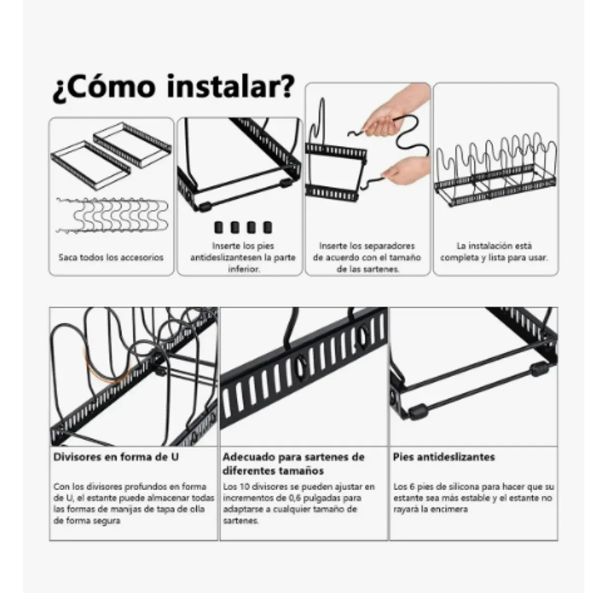 GENERICO - Rack Organizador De Ollas Expandible Menaje Tablas Tapas