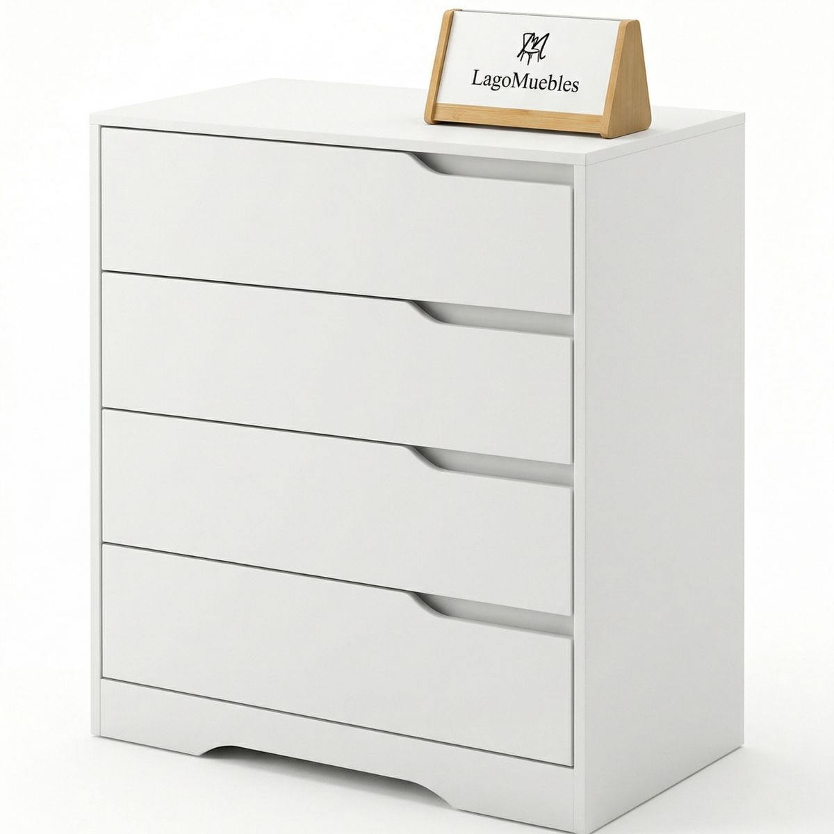 GENERICO - Velador 4 Cajones Organizar  Blanca Moderna Minimalista Dormitorio Sin Tiradores 71x41x82cm