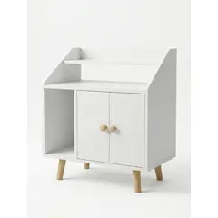 GENERICO - Velador Estilo Crema Nórdico 3 Niveles 2 Puertas 50x30x60 Cm