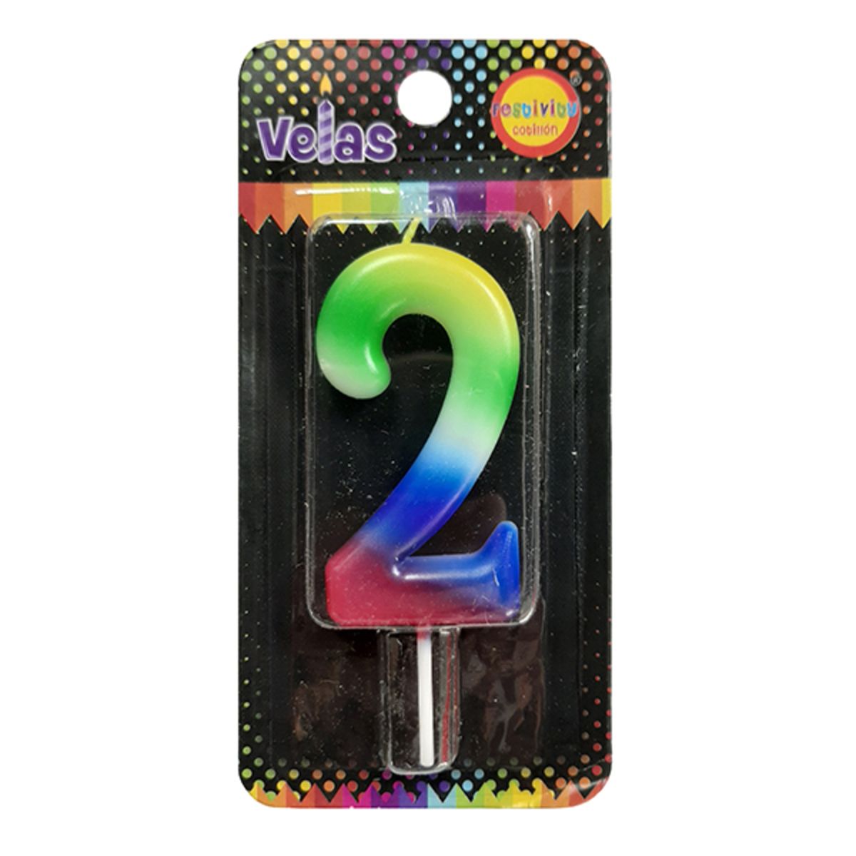 GENERICO - VELA NUMERAL ARCOIRIS N? 2 X1 UNI