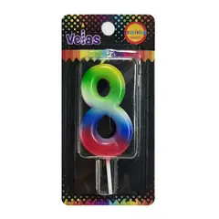 GENERICO - VELA NUMERAL ARCOIRIS N? 8 X1 UNI